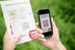 Scanning advertising with QR code on mobile phone